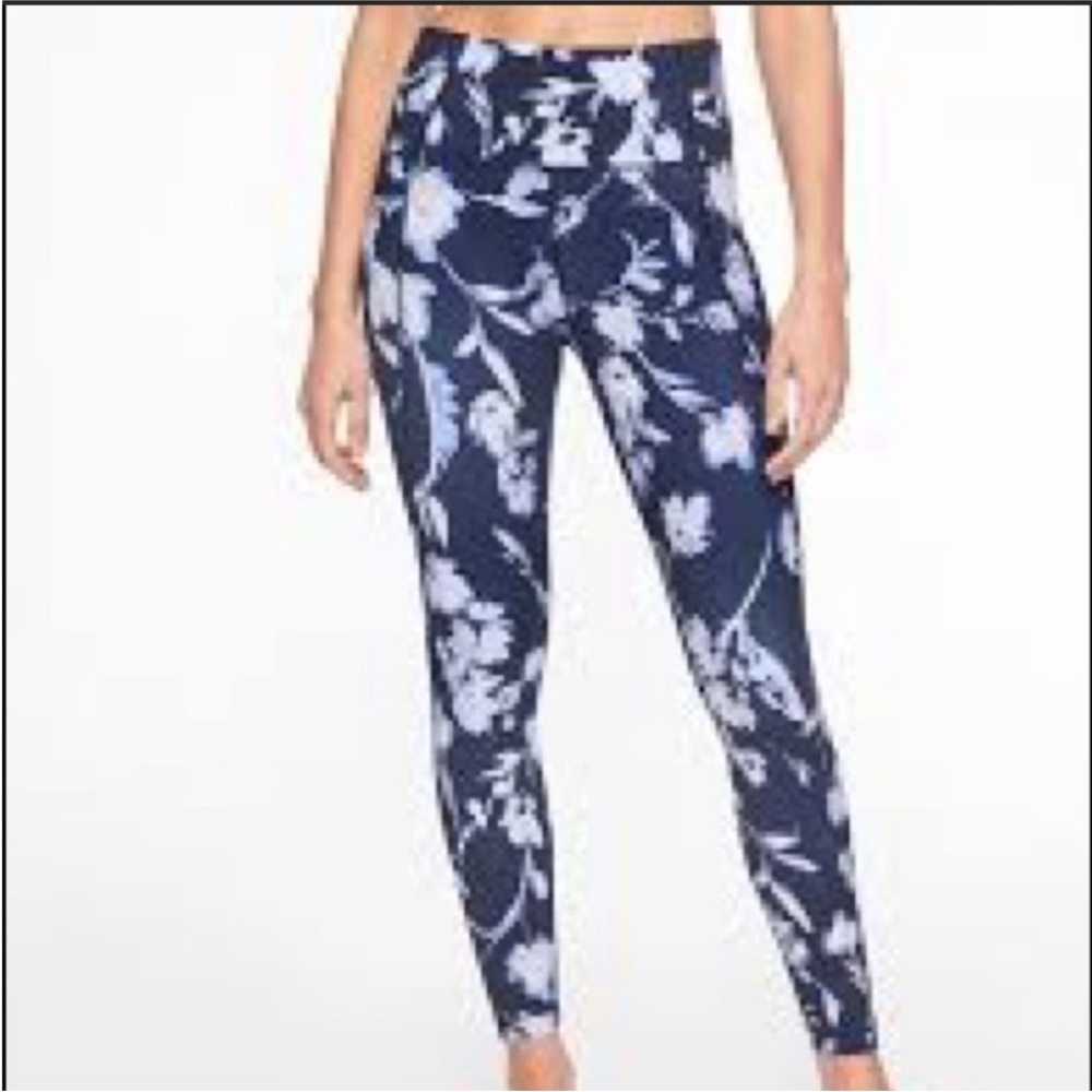 Athleta Blue Floral Sonic Leggings